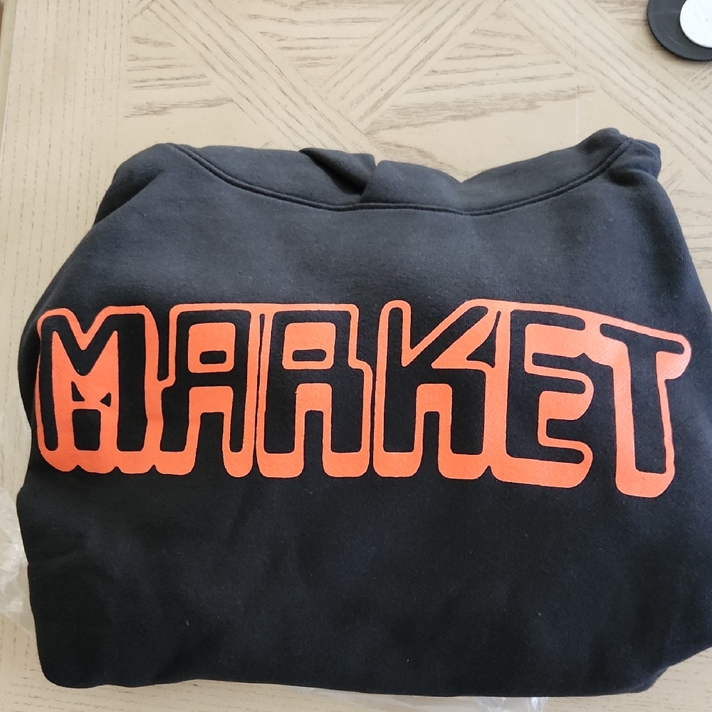 Market Chinatown Black Hoodie Sweatshirt With Orange Logo Size M